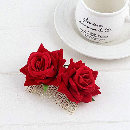 Accesorios para el Cabello con Flor de Rosa para Mujeres 2 Piezas
