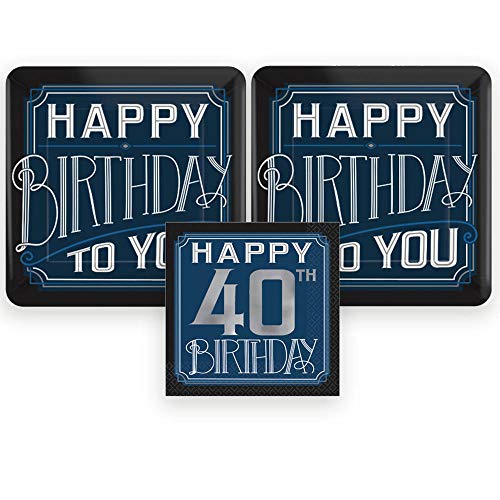Classic-Silver-40th-Birthday-Dessert-Plates-and-Paper-Beverage-Napkins-Bundle-3-Items