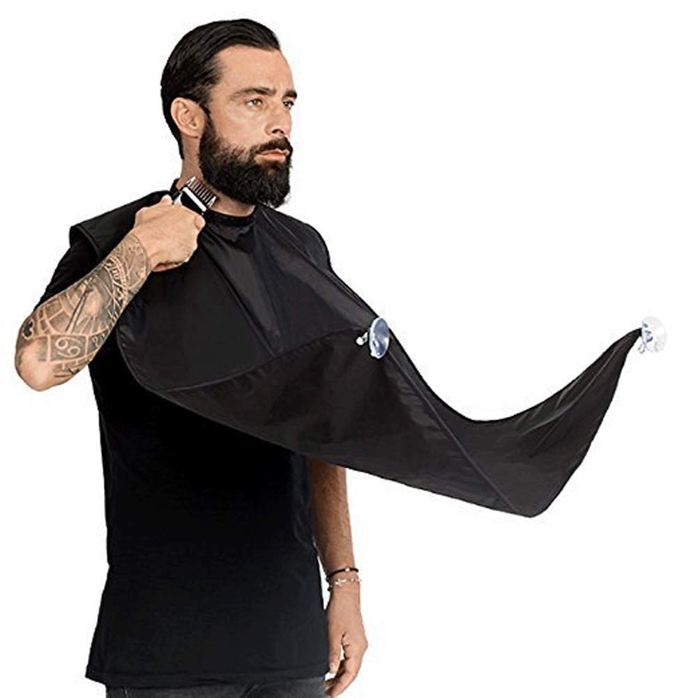 Beard Apron Cape, Beard Shaving Apron Gather Cloth Bib with Two Suction Cups for Man Shaving