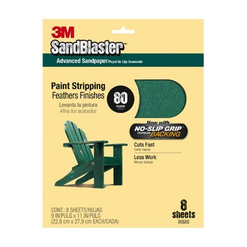 SandBlaster 21080-CCG Sandpaper with No Slip Grip Backing, 80 Grit, 9 by 11-Inch, Green, 8 Per Pack by 3M CHIMD