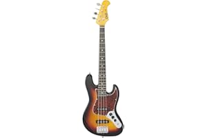 CNZ Audio JB Mini Electric Bass Guitar - Sunburst Body, Maple Neck, Rosewood Fingerboard & 3-Ply Tortoise Pickguard, 28.6" Short Scale Premium Pickups, Vintage Steel Bridge & Tuners - Pure Awesomeness