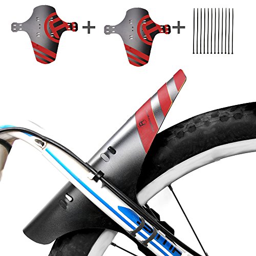 HCFGS MTB Mudguard, Mountain Bike Fenders Quick Release Cycling Fender, Compatible with Front and Rear, Fits 26", 27.5", 29", Plus Size and Fat Bike Wheel Sizes (Red 2pcs) - Thumbnail 4