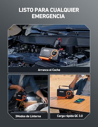 AstroAI Arrancador de Batería de Auto 8000A Compresor de Aire 150PSI, Jump Starter Cargador de Batería de Auto 12V(Todo Gasolina/8.0L Diésel) con Inflador de Llantas para Carro, SUV y Moto
