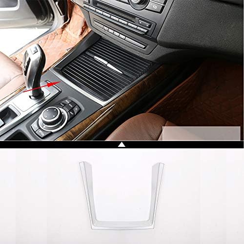 1Pcs ABS Chromeplate Car Center Control Cup Holder Frame Cover Trim for BMW X5 F15 2008 2009 2010 2011 2012 2013 Interior Modification Decorative Accessories