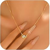 Moon Star Necklace for Women,925 Sterling Silver Dainty Cubic Zirconia Star Pendant Chain Necklace for Mother Daughter 14k Gold Plated Cystal Crescent Charm Necklaces Jewelry Gift for Birthday Wedding Easter