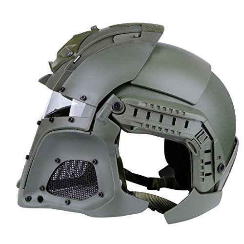Goshfun Tactical Military Helmet Protective Fast Helmet Full Face Mesh Mask with Goggle for Airsoft Paintball CS Outdoor Activity, Green - Thumbnail 5