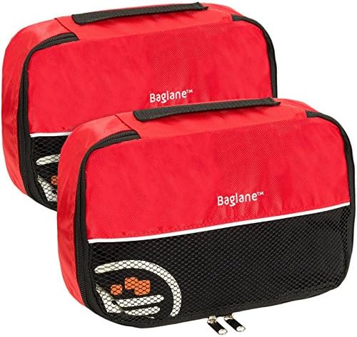 Baglane Packing Cube Bag - TechLife Nylon Travel Luggage - 2pc Set (Red, Small)