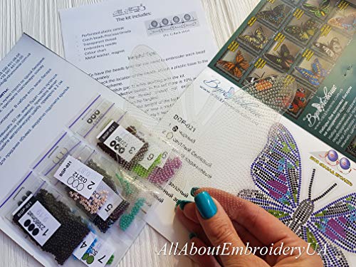 image for AllAboutEmbroideryUA Butterfly Bead Embroidery kit Counted Beaded Cros