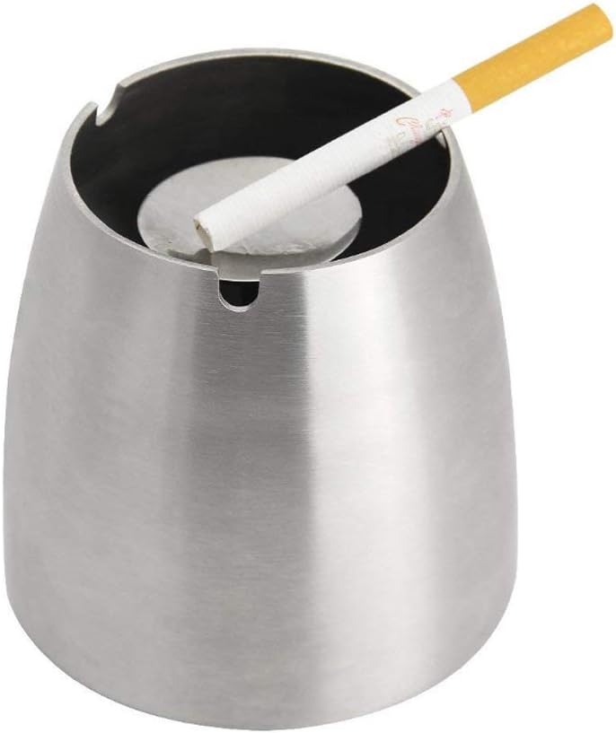 Set 4 Posacenere Antivento Da Tavolo - Acciaio Inox Con Coperchio, Per Interni Ed Esterni - Foto 4