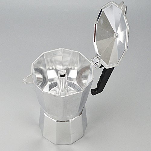 Italian Espresso Coffee Maker Tool - 1/3/6/9/12 Cup Stove Top Coffee Pot with Cool Handle Flip Top Lid for Home Office Coffee Tea Tools(600ml,silver and black)