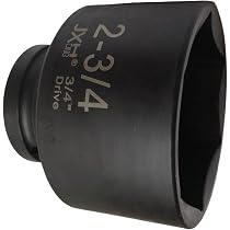JXHONG 3/4" Drive 2-3/4" (70mm) Impact Socket - 6 Point, Heat Treated With 1" To 3/4" Adapter