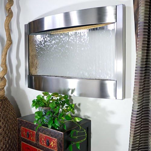 Bluworld Contempo Falls Large Horizontal Stainless Steel with Silver Mirror Indoor Wall Water Fountain - CLHSSM