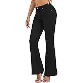 Wanduyini Flare Bell Bottom Jeans for Women Mid Low Rise Slim Vintage Washed Bootcut Denim Pants