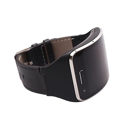 Yavive - Samsung Gear S Leather with Silicon Band/Leather Replacement Bracelet Wristband for Gear S Sm-r750 (Black)