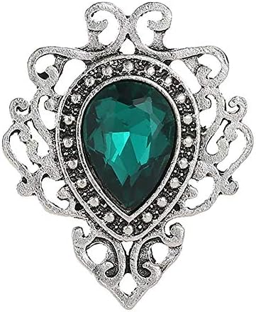 Occitop Vintage Women Costume Brooches Hollowed Gemstone Pin Jewelry Casual Decor