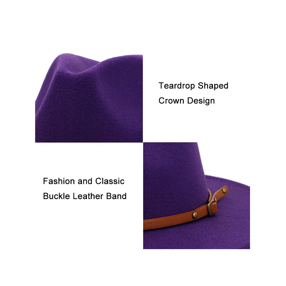 Womens Felt Wide Brim Fedora Hat 
