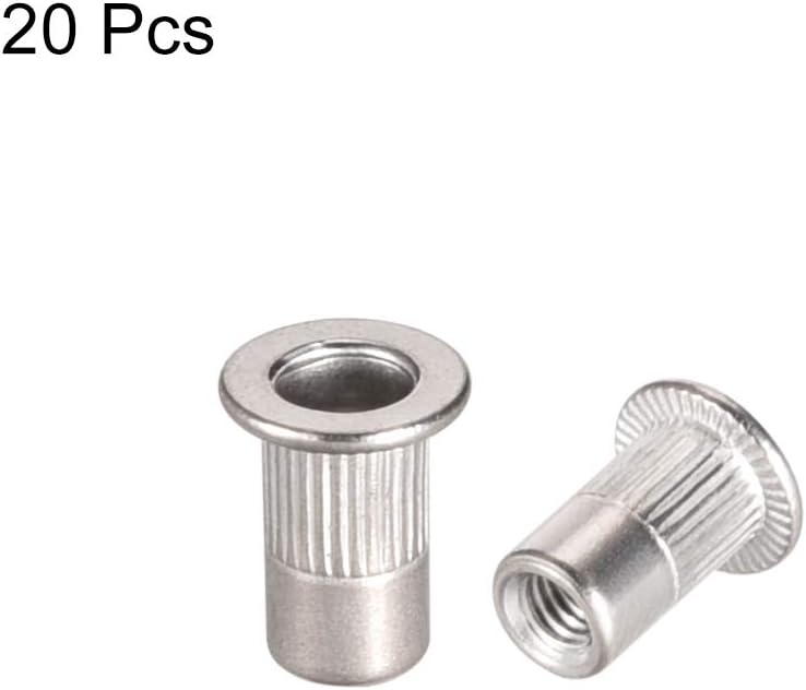 sourcing map M3 304 Stainless Steel Rivet Nuts Flat Head Insert 20 Pcs - Image 3