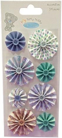 Tiny Tatty Teddy Boy Craft Accordian Button Pinwheel Stickers - 8pk