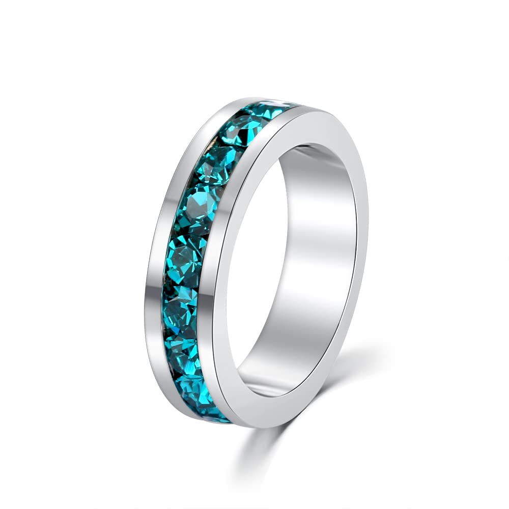 Bosvision Birthstone Pendant Charm for Necklace – Full Eternity, Stackable Crystal Birthstone – Silver or Gold Plated by Muses Art Design