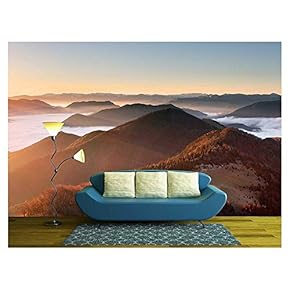 Mountain Sunset Autumn Landscape in Slovakia - Removable Wall Mural | Self-Adhesive Large Wallpaper - 66x96 inches