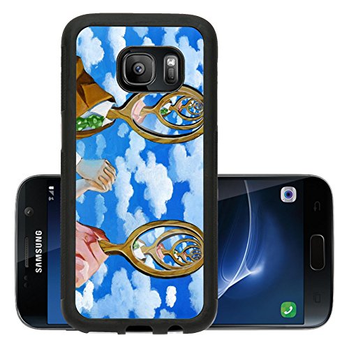 Luxlady Premium Samsung Galaxy S7 Aluminum Backplate Bumper Snap Case IMAGE ID: 42150489 a man and a woman are reflected in each other and create the infinite as two mirrors placed op