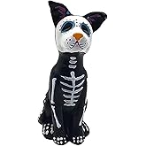 MISNODE Day of The Dead Dog Figurine, Halloween Sugar Skull Decor, Resins Crafts Sculpture, Standing Decor, White