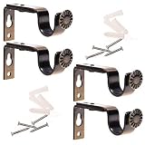 Set of 4 Bronze Color Heavy Duty Curtain Rod Brackets for 3/4 or 5/8 Inch Rod