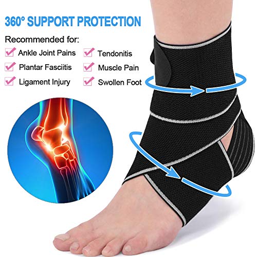 Beister Adjustable Compression Ankle Brace, Elastic Foot Support Wrap, Sprains Foot Brace for Sports Protect, Arthritis, Plantar Fasciitis, Achilles Tendonitis