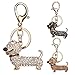 Doober Bling Dog Dachshund Keychain Handbag Purse Pendant Car Holder Key Ring Jewelry (White)