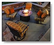 OW Lee Silana Conversation Fire Pit Cushion Patio Wrought Iron Lounge Set
