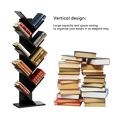 HOMEFORT 9Shelf Bookshelf,Geometric Tree Bookcase,Wood Bookshelves