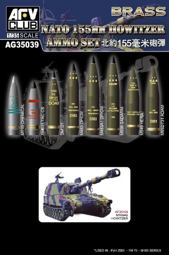 AFV Club AFVAG35039 1:35 NATO 155mm Howitzer Ammo Set (Brass) MODEL KIT ACCESSORY