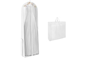 Syeeiex 72" Extra Long Wedding Dress Garment Bag with Carry Handle,Portable Bridal Dress Bags for Gowns,12'' Gusseted Long Ga