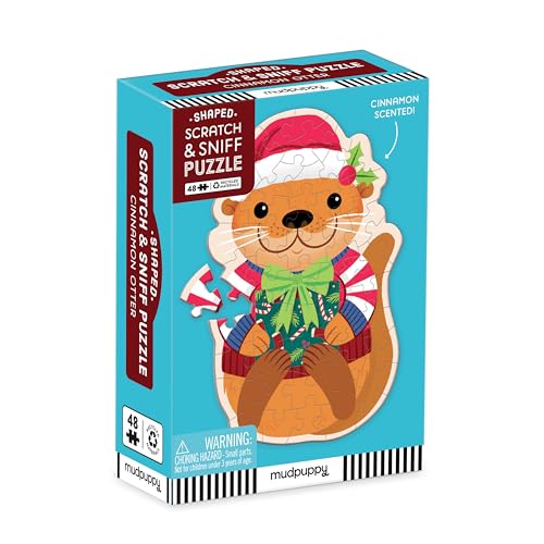 Mudpuppy Cinnamon Otter – 48 Piece Mini Scratch & Sniff Puzzle with Colorful and Fun Illustrations of A Otter and Scented Puzzle Pieces