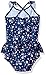 i play. by green sprouts Girls' One-Piece Swimsuit with Built in Reusable Swim Diaper, Navy Posies, 3T