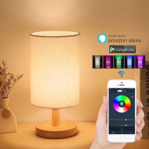 Alexa Smart Table Lamp, Wifi Dimmable Multicolored Color Changing Led Light Lamp For Living Room, Bedroom, Party, Smartphone Compatible with Amazon Alexa (White Stlye)