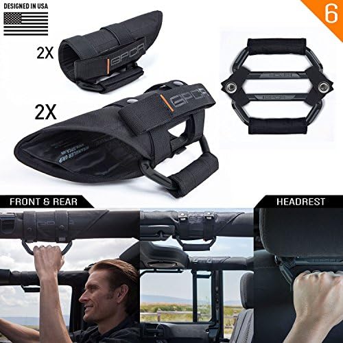 GPCAGrab Handle Combo, Better Value Pack with 4pcs Grip PRO Handle and 2pcs GP BackGrip PRO for Car Headrest, Jeep Grab Handles for JL, JLU, JT Gladiator, JK, JKU and More, Jet Black