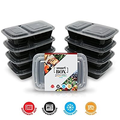 The Smart Box - Tupperware Containers - Reusable Bento Box And Meal Prep Containers With Compartments. Reusable, BPA Free, Microwave Dishwasher Freezer Safe 8 PACK