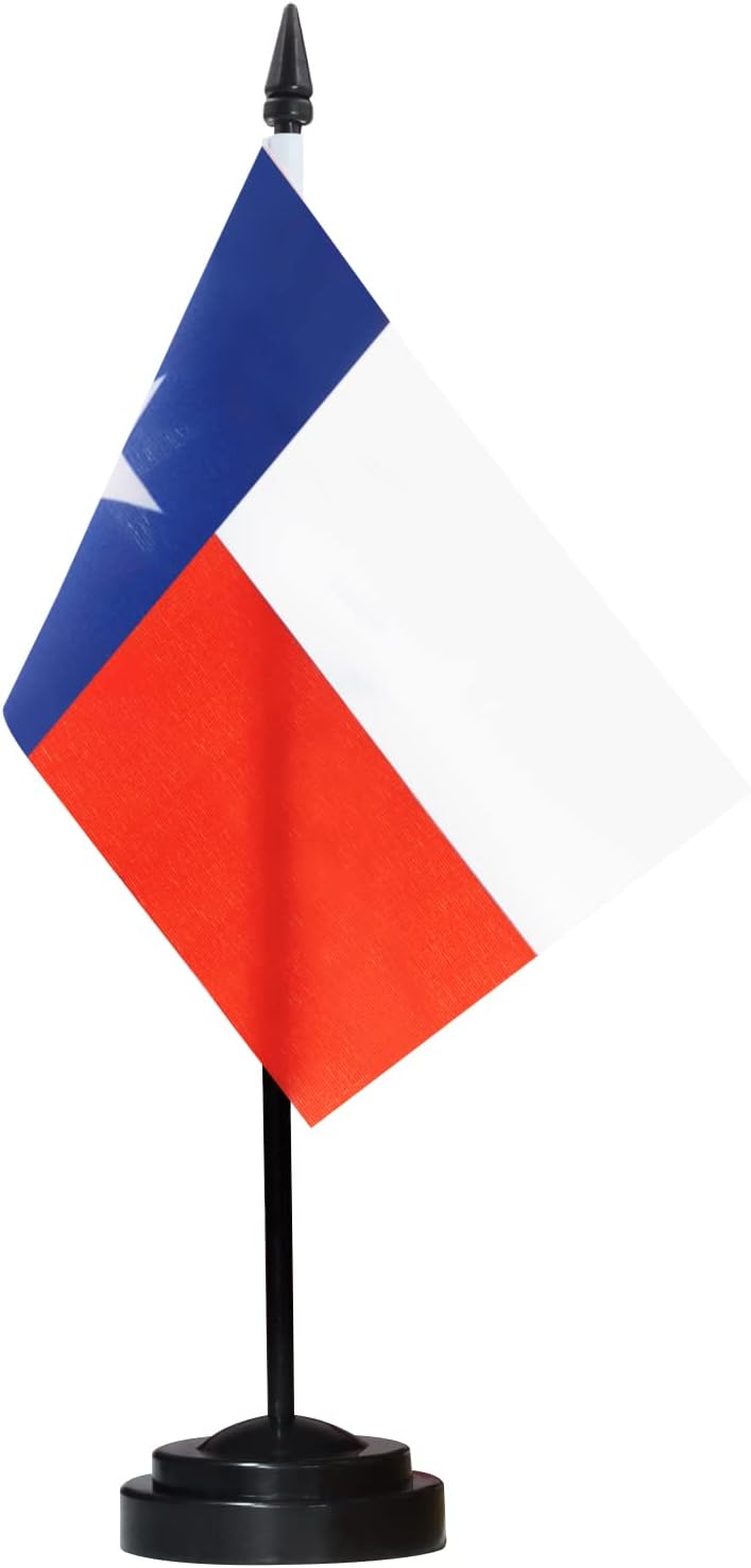 Flags - Anley Texas Deluxe Desk Flag Set - 6 x 4 Inch Miniature Lone Star State TX Desktop Flag with 12
