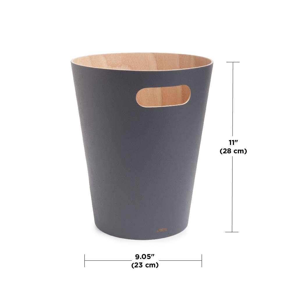 Umbra Woodrow Trash Can DuoTone Wood Wastebasket Garbage Can for