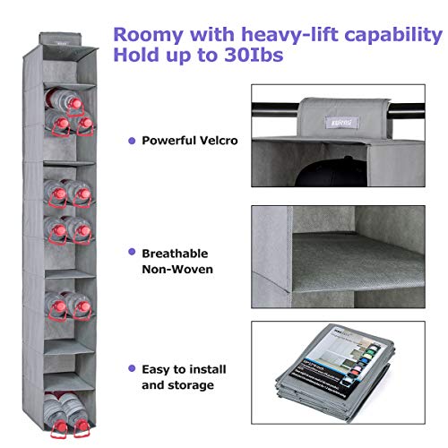 KUIENSI Hat Storage Rack Organizer, 10 Shelf Hanging Closet Holder for Baseball Caps, Using a Monolithic PP Plate Sheet and Customized Dimensions Fit Protect Your Hats and Keep its Shape (Gray) - Thumbnail 4