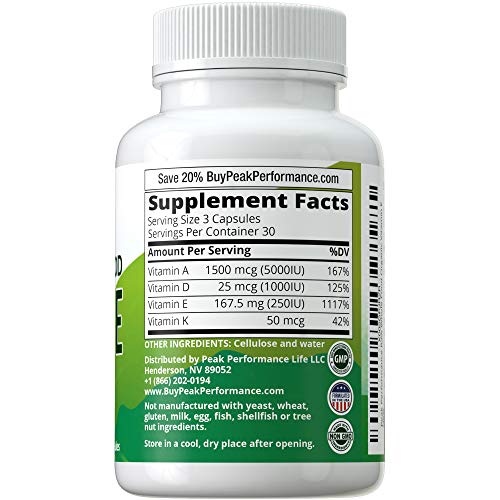 Raw Whole Food Vitamin E Capsules by Peak Performance. USA Sourced