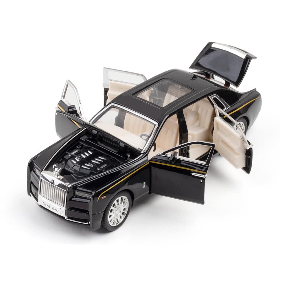 Photo 1 of Metal Toy Cars of Rolls-Royce Phantom, 1:32 Scale Rolls-Royce Model Diecast Cars with Sound/Light/Pull Back, Rolls Royce Car Toy Gift for Christmas Newyear Birthday (1:32 Rolls Royce Phantom -Black)