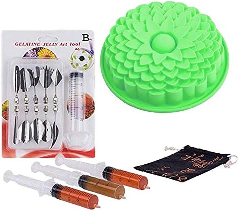 Moldes Para Gelatin Silicon Jelly and Cake Molds 3D DIY with Stainless Steel Jelly Art Tools Set (10 Pcs)- Complete S