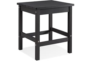 PSILVAM Pslivam Outdoor Side Table, 15.6" Poly Lumber Adirondack Side Table, Weather Resistant Patio Side Table for Poolside, Garden and Front Porch (Black)