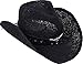 TAUT Unisex Woven Straw Ranch Cowboy Hat with Shapeable Brim Bull_Black