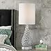 Kasey Modern Accent Table Lamp Crystal Bead Silver Gourd White Drum Shade for Living Room Family Bedroom Bedside Nightstand - Possini Euro Design