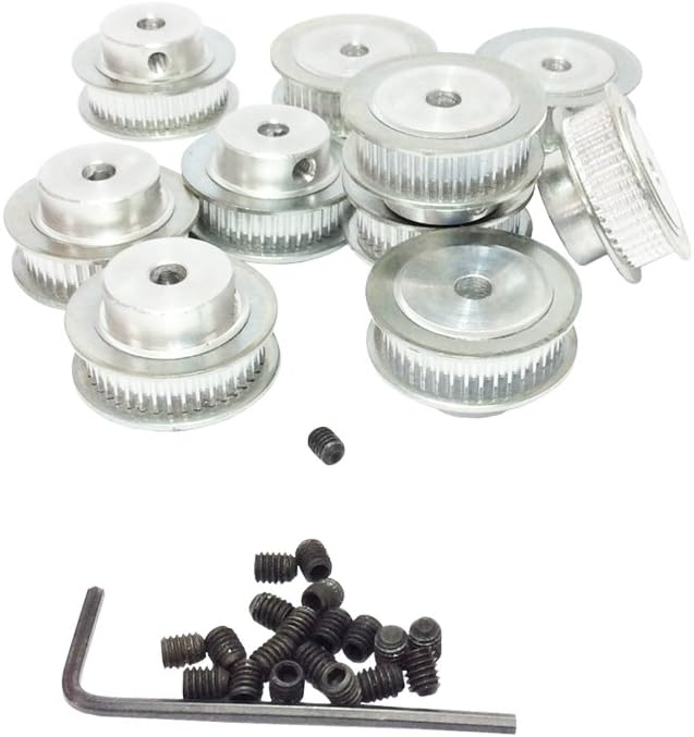 BEMONOC 3D Printer Parts 40 Teeth 2GT Timing Pulleys 5mm 8mm Bore Pitch 2mm Teeth Width 10mm Pack of 10Pcs for 2GT Timing Belt Width 9mm Belt