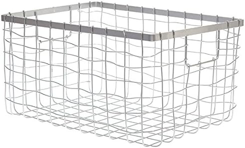 Wire Storage Basket, Bin for Shelves in Kitchen, Pantry, Linen Closet, Laundry Room, by HomeSimple (1, Silver)
