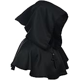 BLESSUME Medieval Cowl Hat Cross Necklace Wicca Pagan Hood Cosplay Accessory